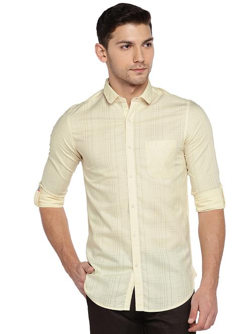 beige checkered casual shirt - 15930648 - Standard Image - 1