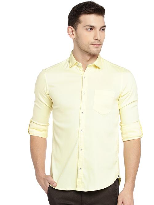 yellow cotton casual shirt - 15930649 - Standard Image - 1