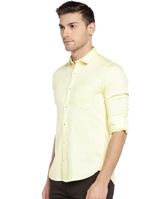 yellow cotton casual shirt - 15930649 - Standard Image - 2