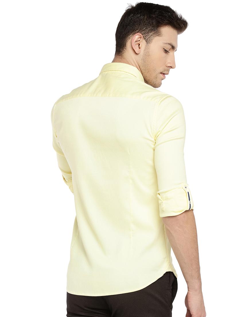 yellow cotton casual shirt - 15930649 - Zoom Image - 3