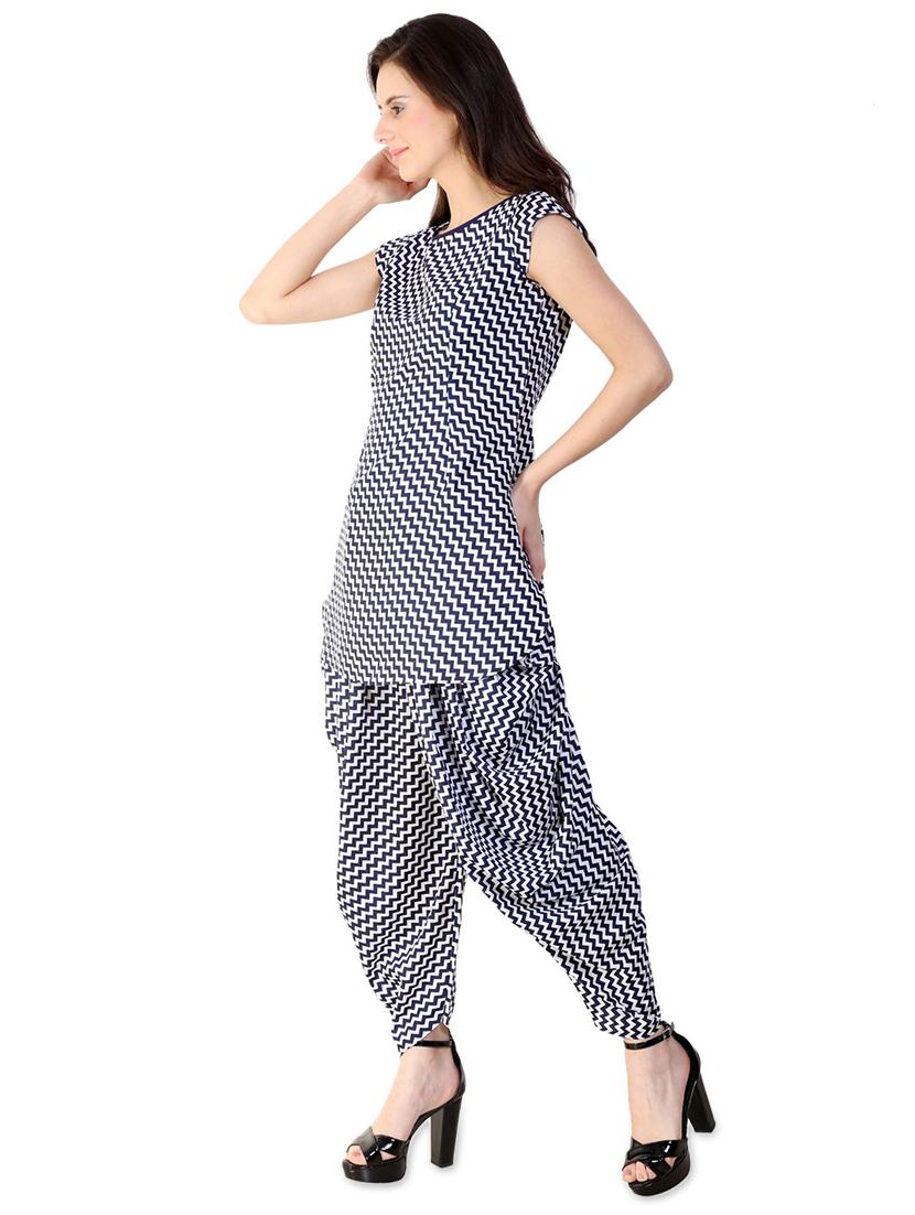 printed kurta with dhoti salwar set - 15930805 - Zoom Image - 2