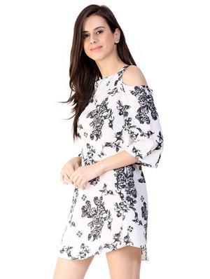 cold shoulder floral a-line dress - 15930807 - Standard Image - 2