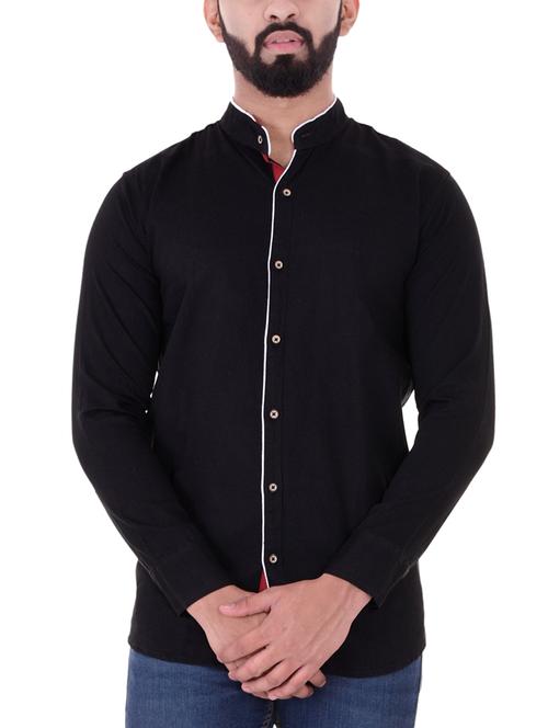 black cotton casual shirt - 15930849 - Standard Image - 1