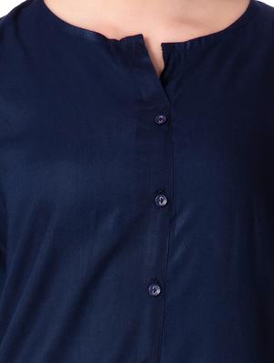 navy blue solid straight kurta - 15930865 - Standard Image - 4