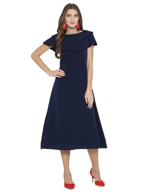 layered bertha collared a-line dress - 15931041 - Standard Image - 1