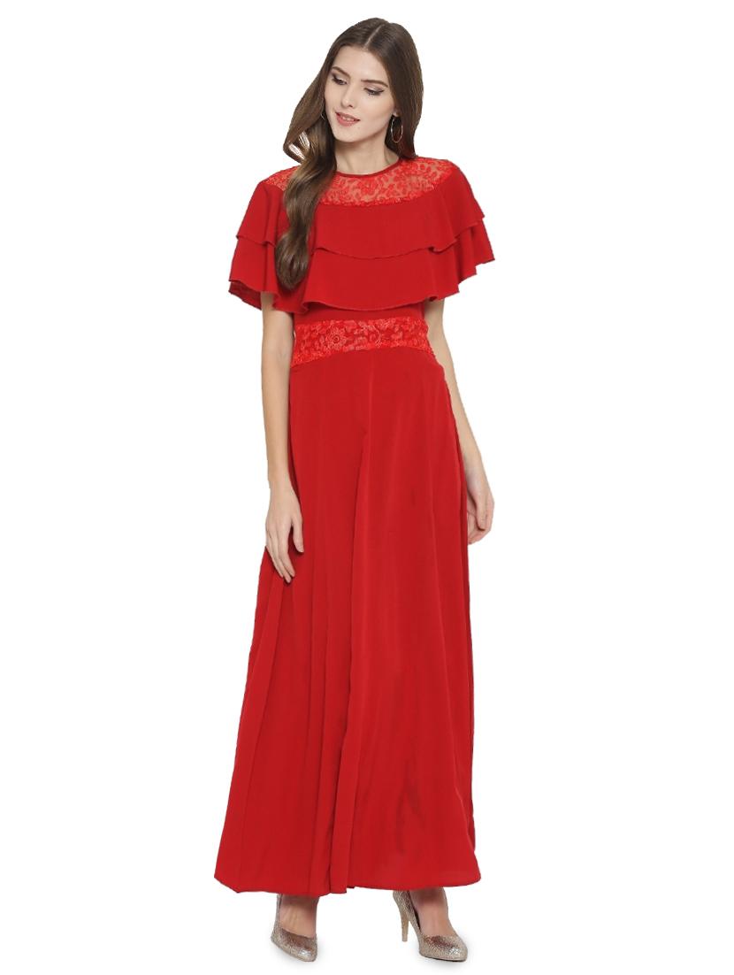 lace paneled maxi dress - 15931044 - Zoom Image - 1