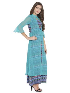 bell sleeved aztec layered maxi dress - 15931050 - Standard Image - 2