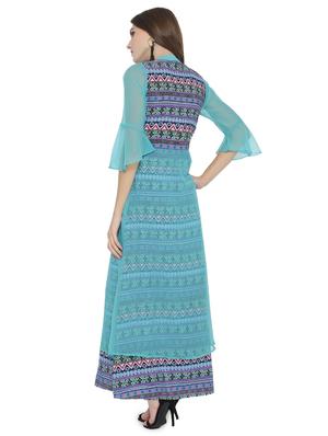 bell sleeved aztec layered maxi dress - 15931050 - Standard Image - 3