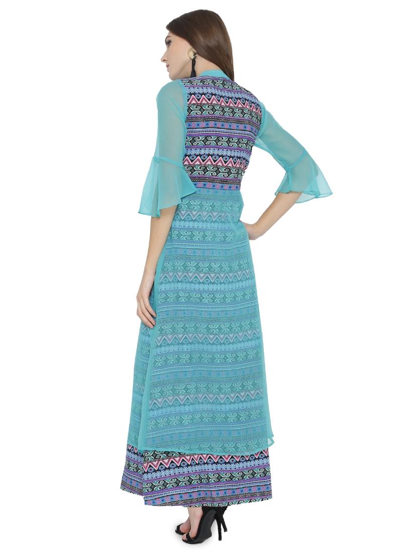 bell sleeved aztec layered maxi dress - 15931050 - Zoom Image - 3