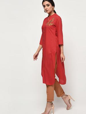 embroidered straight kurta - 15931430 - Standard Image - 3