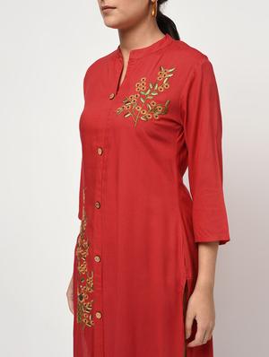 embroidered straight kurta - 15931430 - Standard Image - 5
