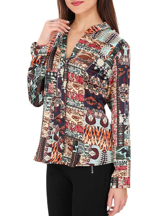 mandarin neck tribal print top - 15931454 - Zoom Image - 2