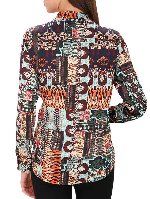 mandarin neck tribal print top - 15931454 - Zoom Image - 3