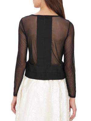 sheer paneled long sleeved top - 15931456 - Standard Image - 3
