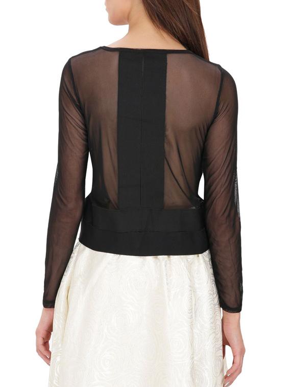 sheer paneled long sleeved top - 15931456 - Zoom Image - 3
