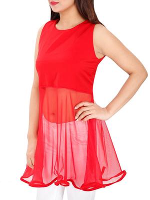 sheer ruffled paneled top - 15931470 - Standard Image - 2