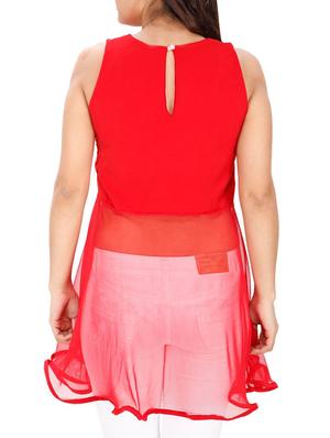 sheer ruffled paneled top - 15931470 - Standard Image - 3
