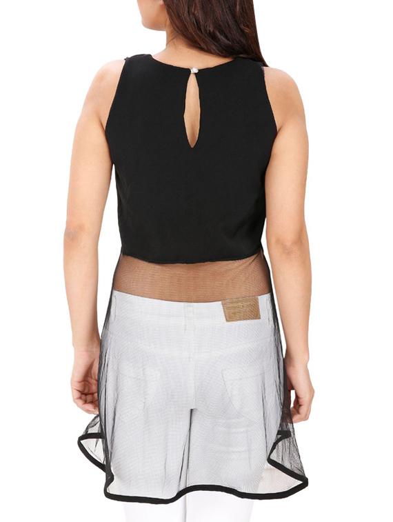 sheer ruffled paneled top - 15931471 - Zoom Image - 3
