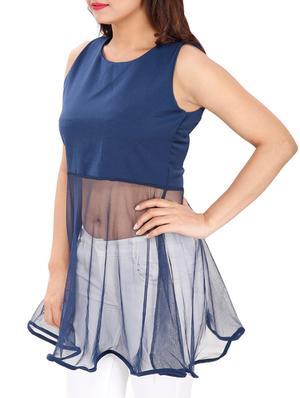 sheer ruffled paneled top - 15931472 - Standard Image - 2