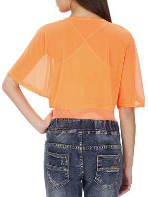 letter print sheer crop top - 15931477 - Standard Image - 3