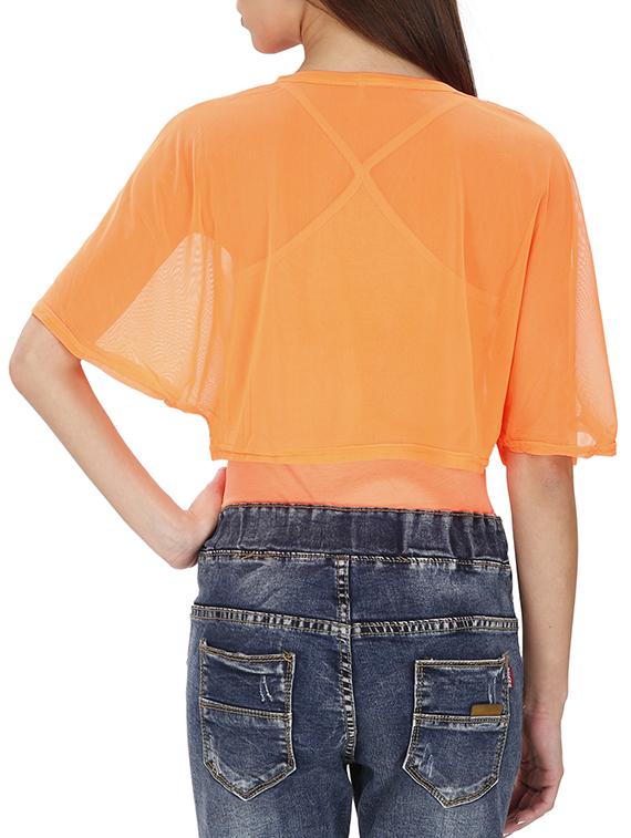 letter print sheer crop top - 15931477 - Zoom Image - 3