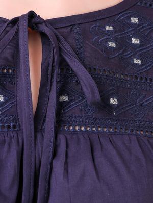 embroidered tie up neck top - 15931557 - Standard Image - 4