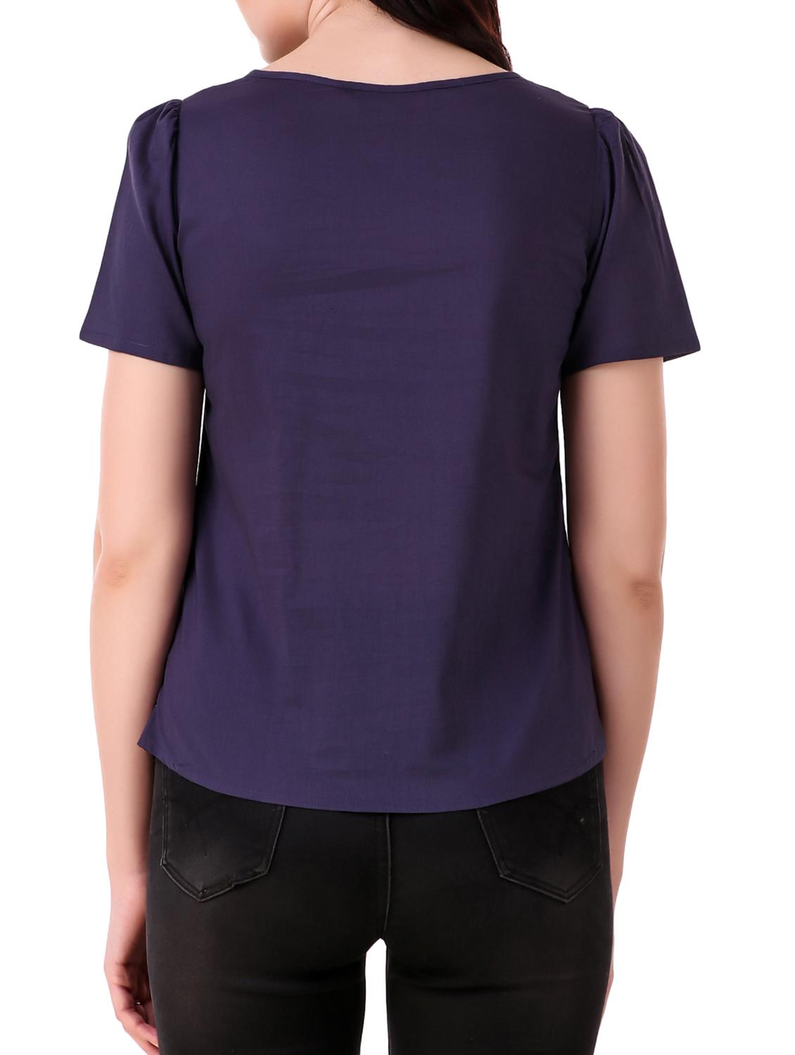 embroidered tie up neck top - 15931557 - Zoom Image - 3