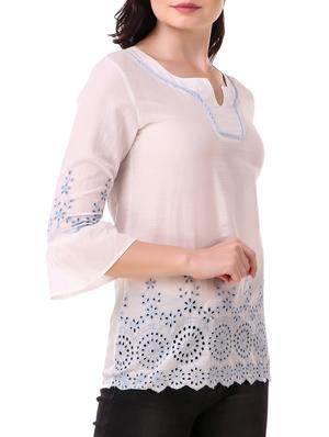 lace detail schiffli top - 15931558 - Standard Image - 2