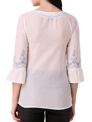lace detail schiffli top - 15931558 - Standard Image - 3