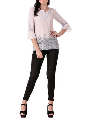 lace detail schiffli top - 15931558 - Standard Image - 4