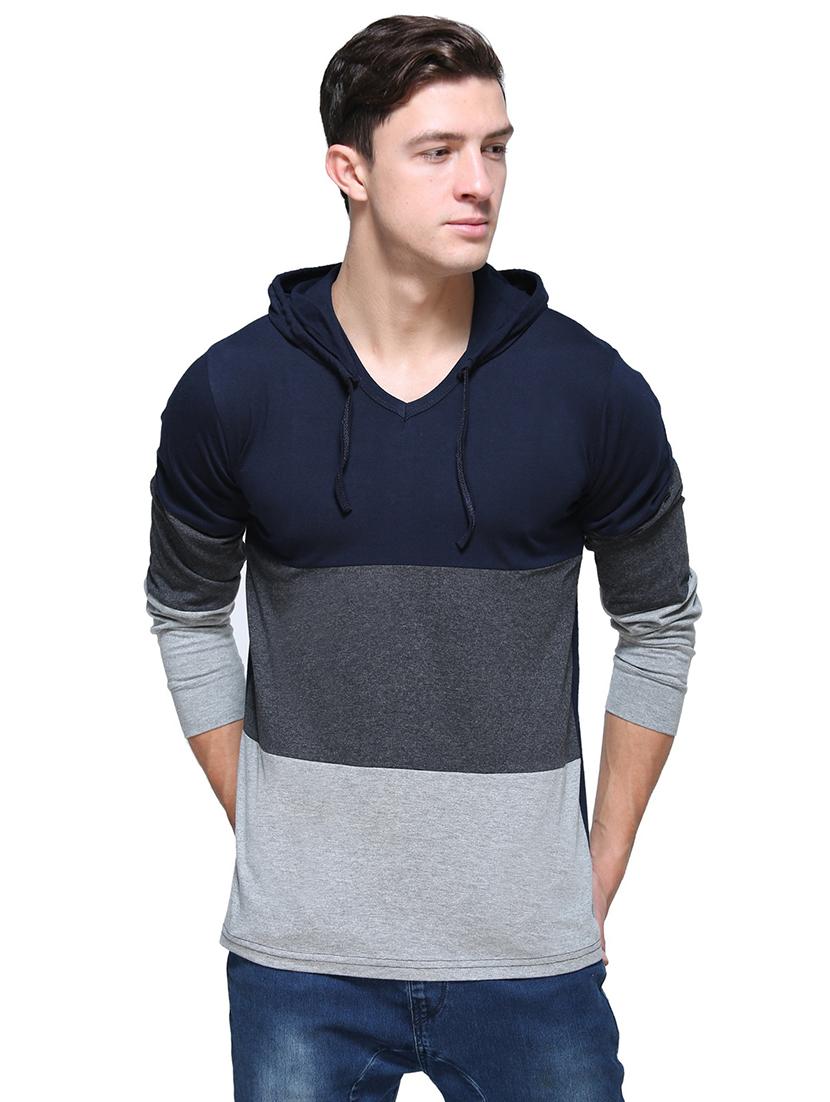 blue cotton color block tshirt - 15931799 - Zoom Image - 1