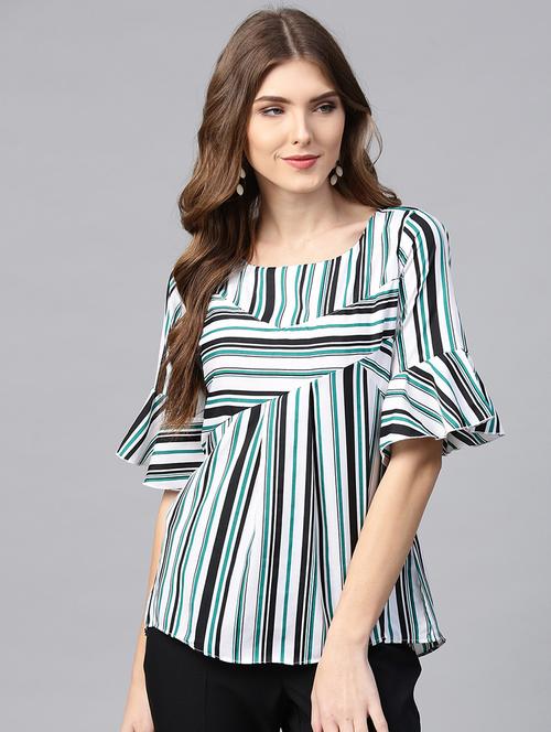 bell sleeved striped top - 15931803 - Standard Image - 1