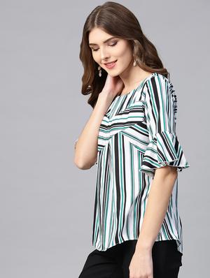 bell sleeved striped top - 15931803 - Standard Image - 2
