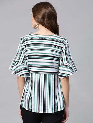 bell sleeved striped top - 15931803 - Standard Image - 3