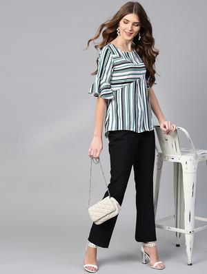 bell sleeved striped top - 15931803 - Standard Image - 4