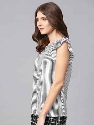 ruffle sleeved striped top - 15931804 - Standard Image - 2