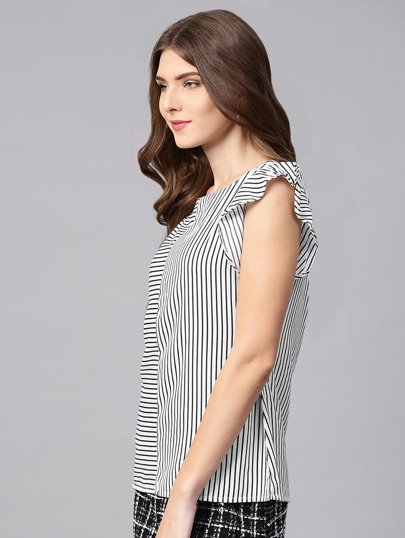 ruffle sleeved striped top - 15931804 - Zoom Image - 2