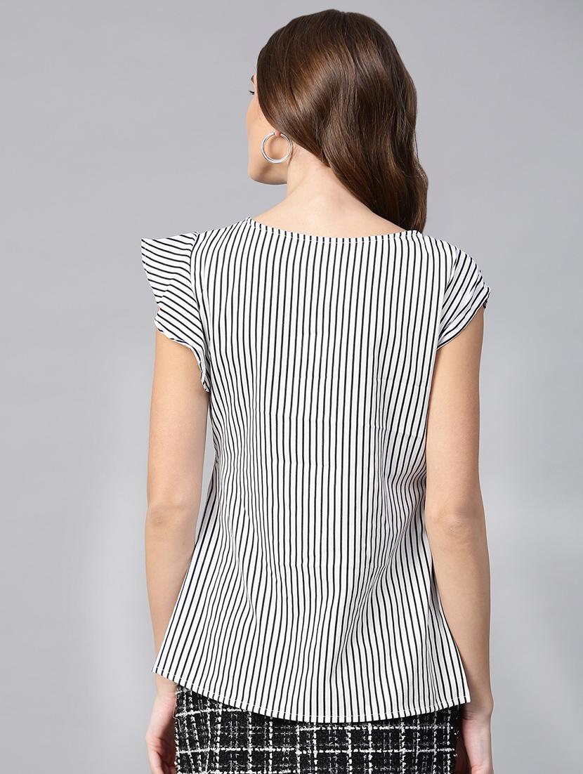 ruffle sleeved striped top - 15931804 - Zoom Image - 3