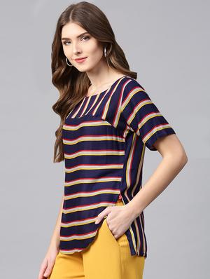 side slit striped top - 15931807 - Standard Image - 2