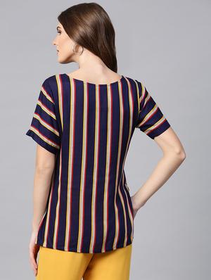 side slit striped top - 15931807 - Standard Image - 3