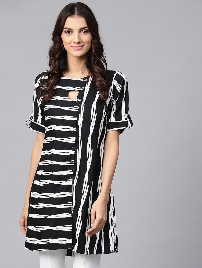 roll up sleeved button up tunic - 15931809 - Zoom Image - 1