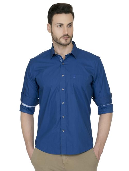 blue cotton casual shirt - 15931920 - Very Small Image - 1