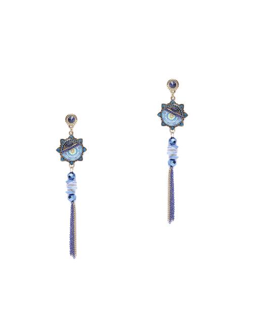 blue brass drop earring - 15931991 - Standard Image - 1