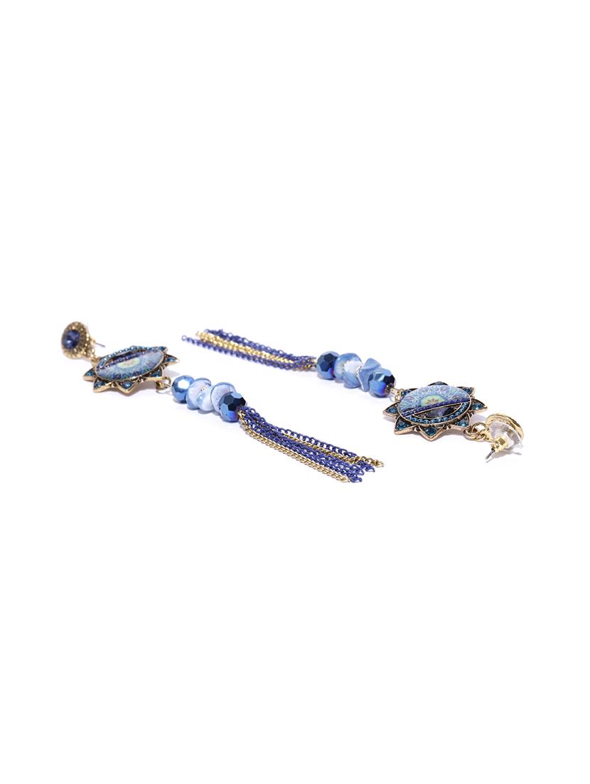 blue brass drop earring - 15931991 - Zoom Image - 2