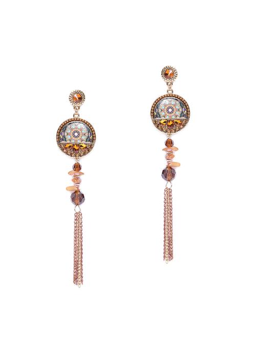 brown brass drop earring - 15931993 - Standard Image - 1