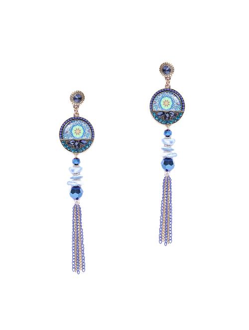blue brass drop earring - 15931994 - Standard Image - 1
