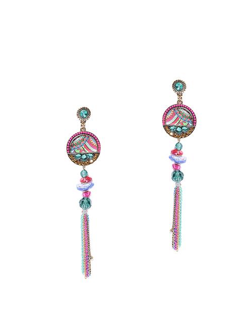 pink brass drop earring - 15931995 - Standard Image - 1