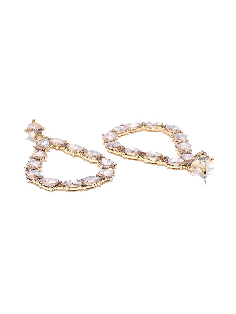 gold brass drop earring - 15932025 - Zoom Image - 2