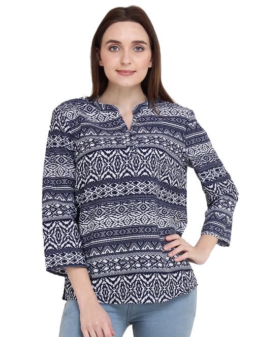 side slit mandarin neck top - 15932226 - Standard Image - 1