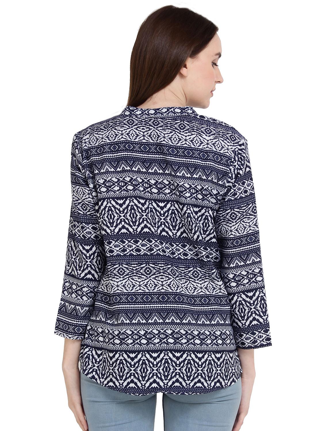 side slit mandarin neck top - 15932226 - Zoom Image - 3